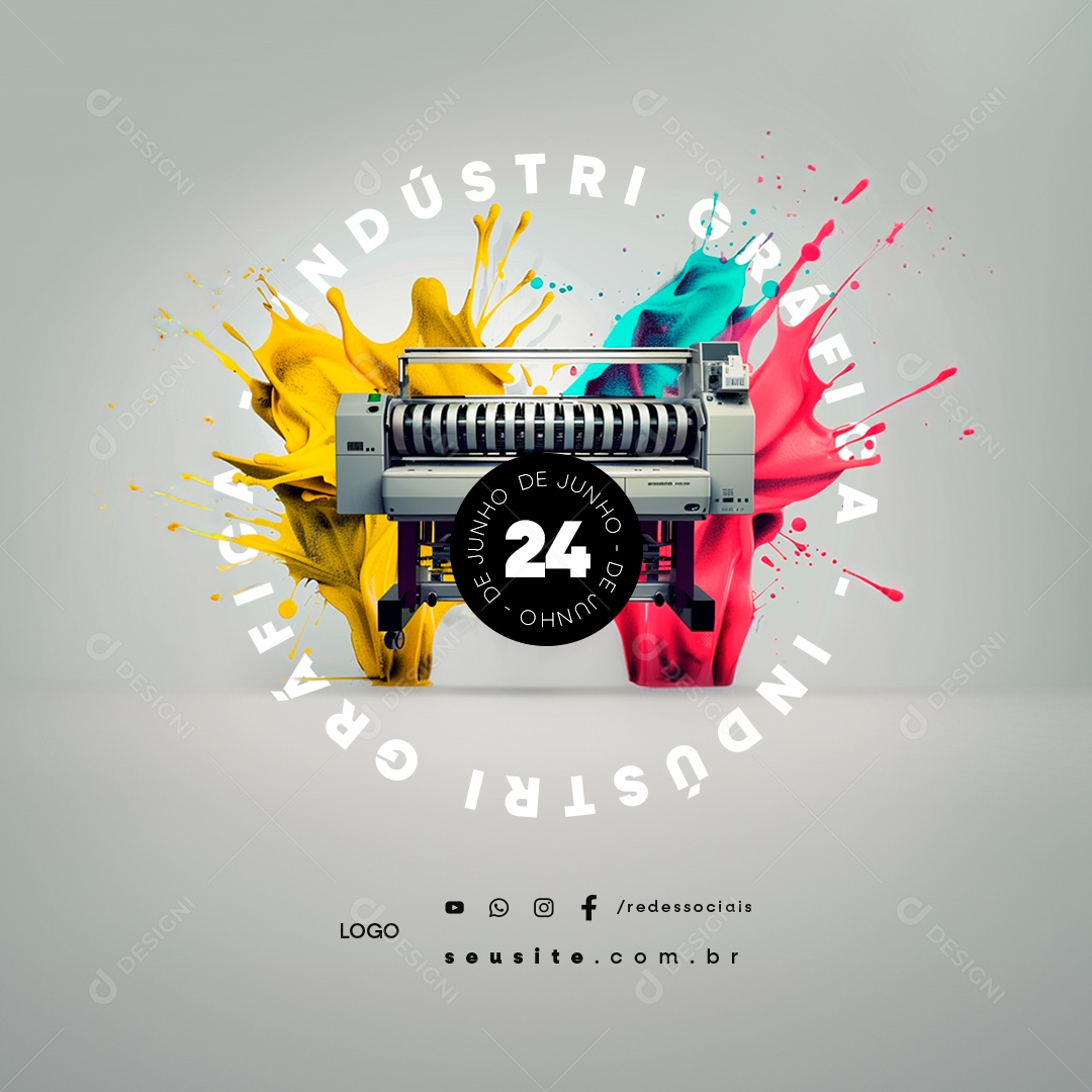 Dia da Indústria Gráfica 24 de Junho Social Media PSD Editável