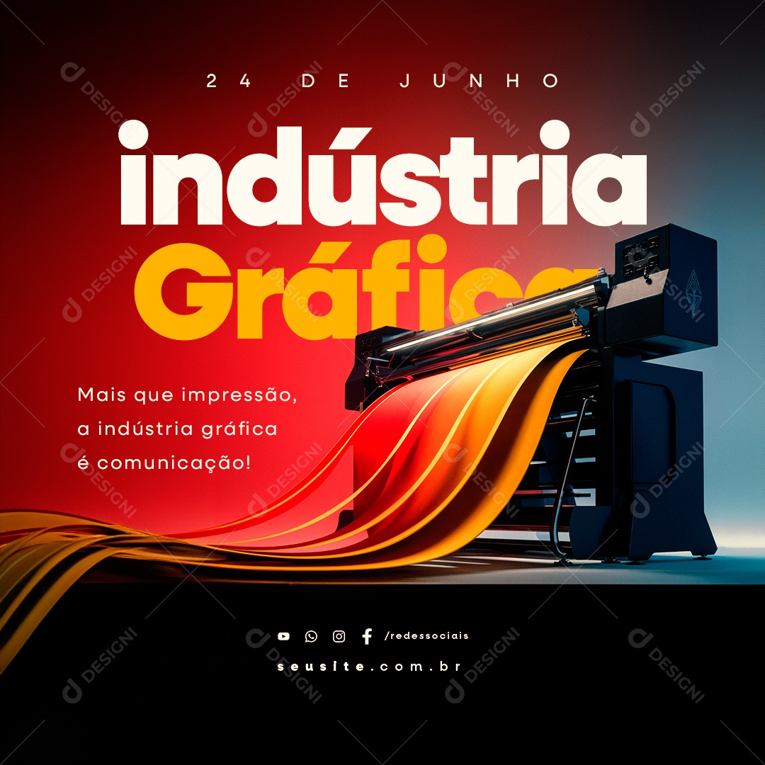 Dia da Indústria Gráfica 24 de Junho mais que Impressão Social Media PSD Editável