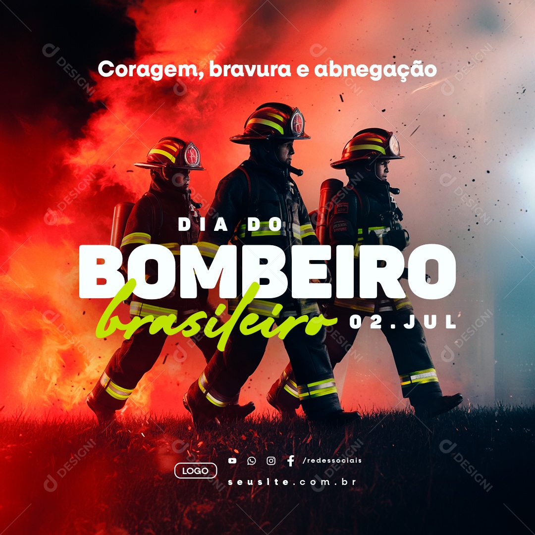 Dia do Bombeiro Brasileiro 02 Julho Social Media PSD Editável