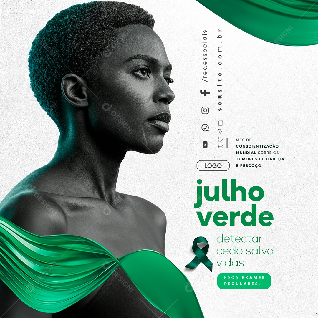 Julho Verde Detectar Cedo Salva Vidas Social Media PSD Editável