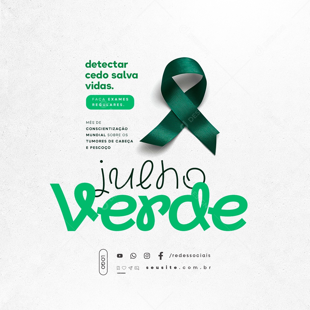 Julho Verde Detecta Cedo Salva Vidas Social Media PSD Editável