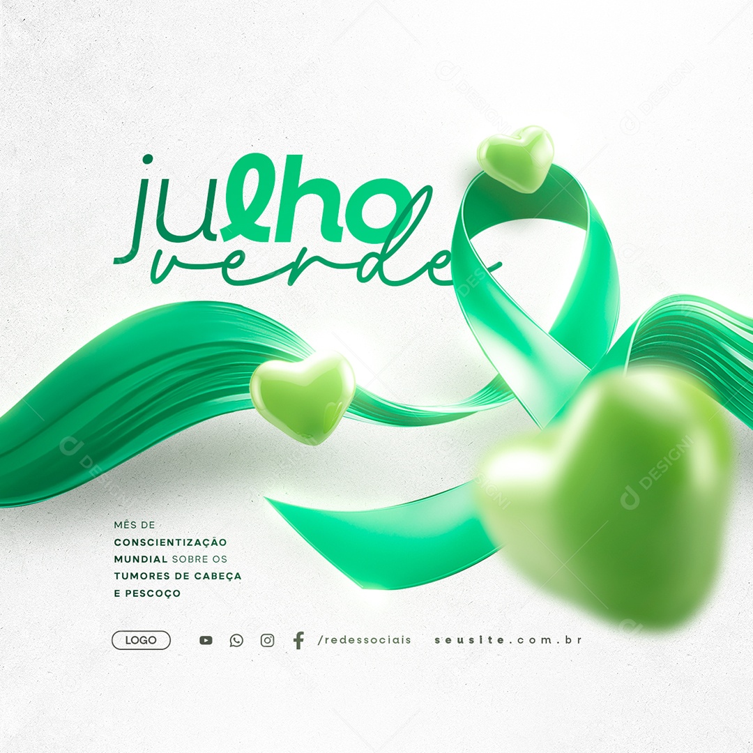 Julho Verde Mês de Conscientização Mundial Sobre os Tumores Social Media PSD Editável