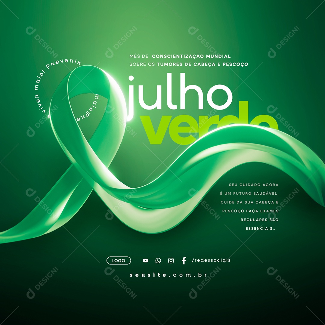 Julho Verde Mês de Conscientização Mundial Social Media PSD Editável