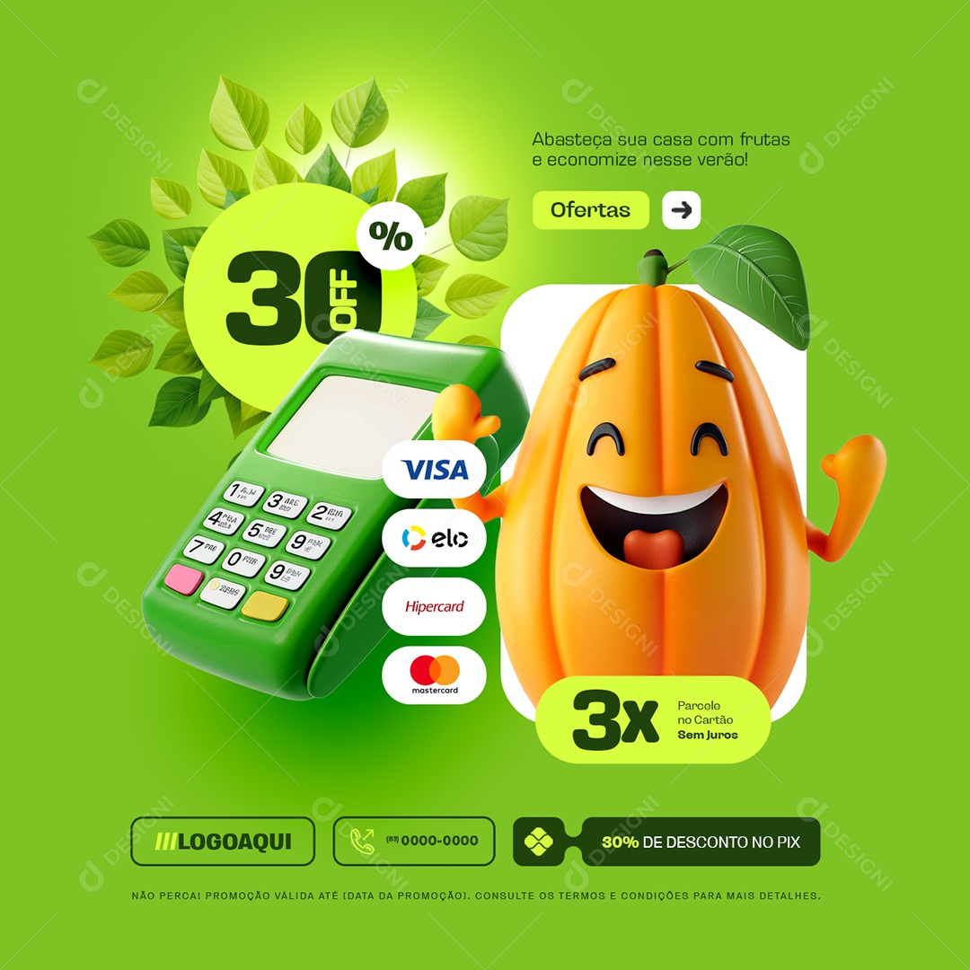 Social Media Dia do Hortifruti 30% Off PSD Editável