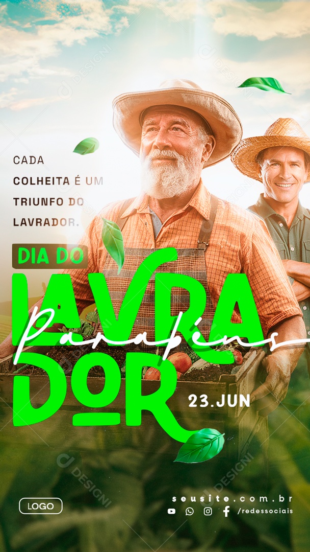 Story Dia Do Lavrador 23 De Junho Parabéns Social Media PSD Editável