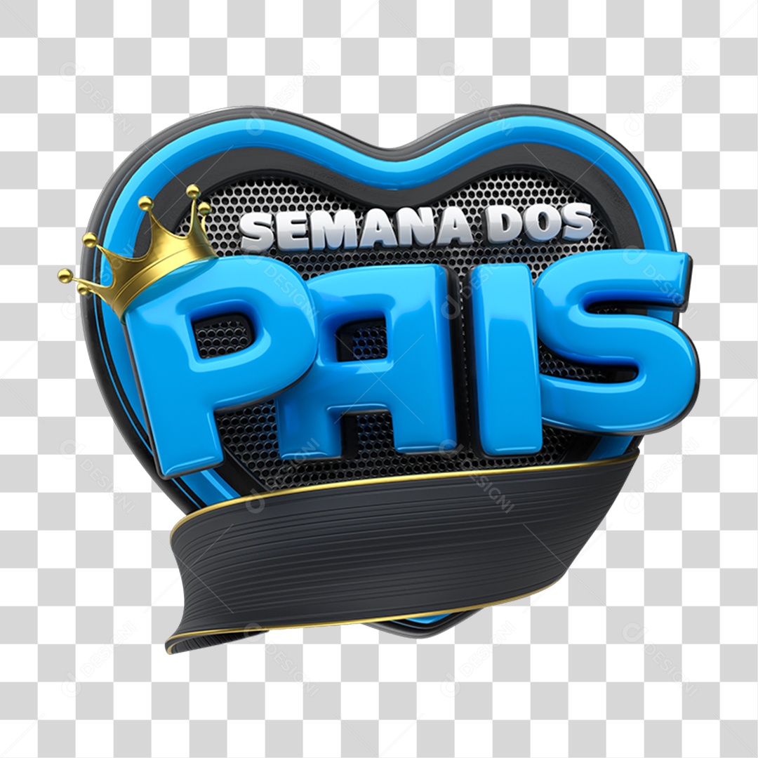 Selo 3D Semana dos Pais PNG Transparente