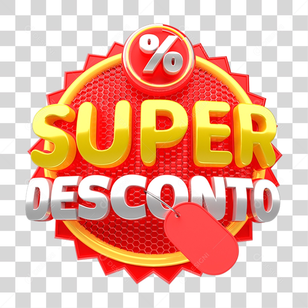 Selo 3D Super Desconto PNG Transparente