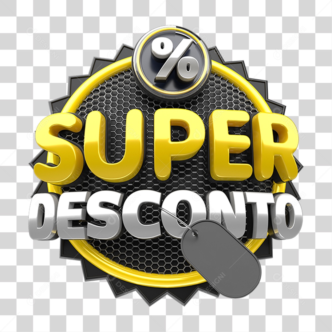 Selo 3D Super Desconto PNG Transparente