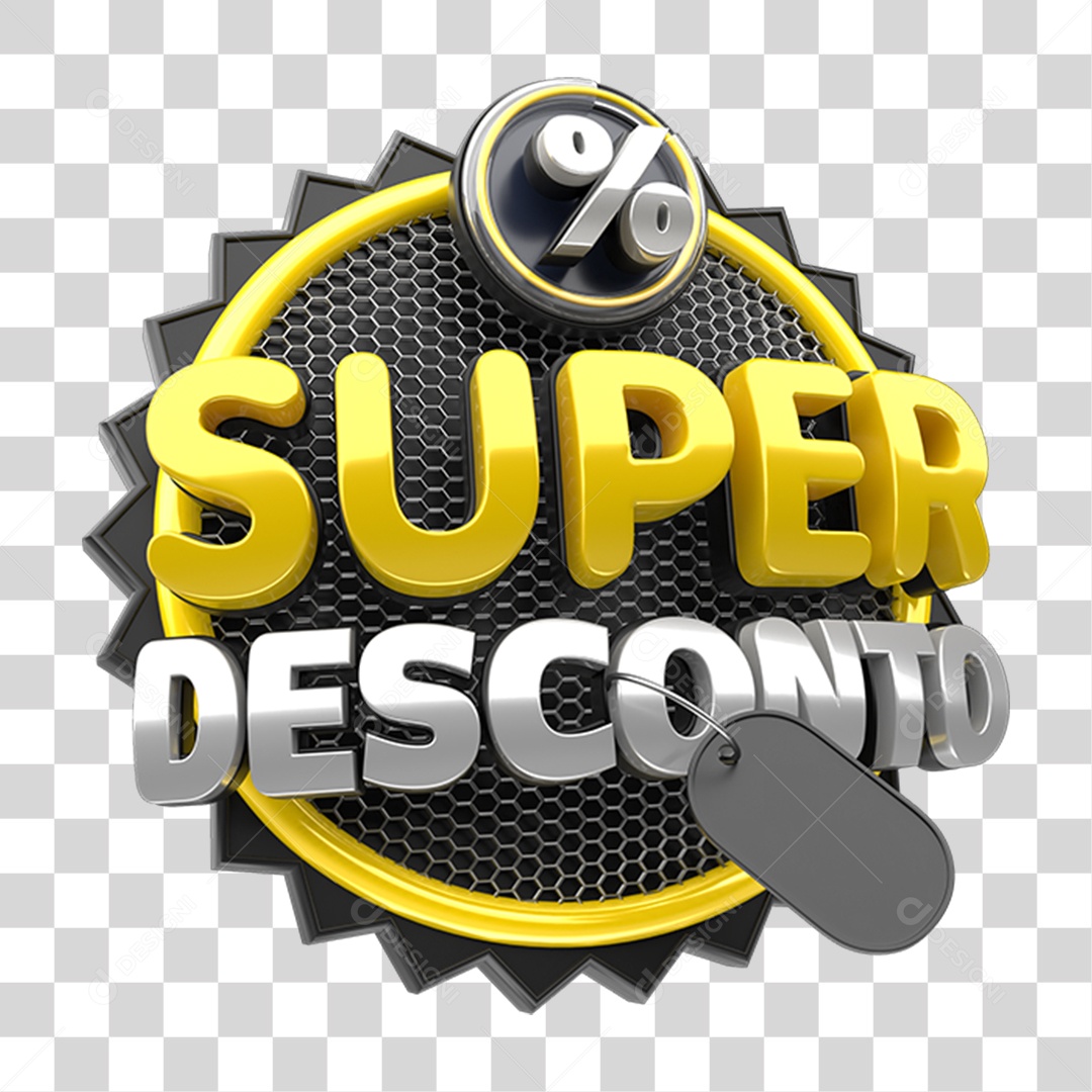 Selo 3D Super Desconto PNG Transparente