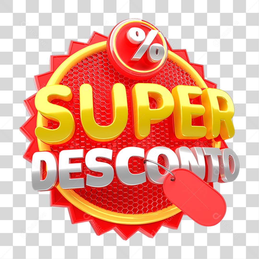 Selo 3D Super Desconto PNG Transparente