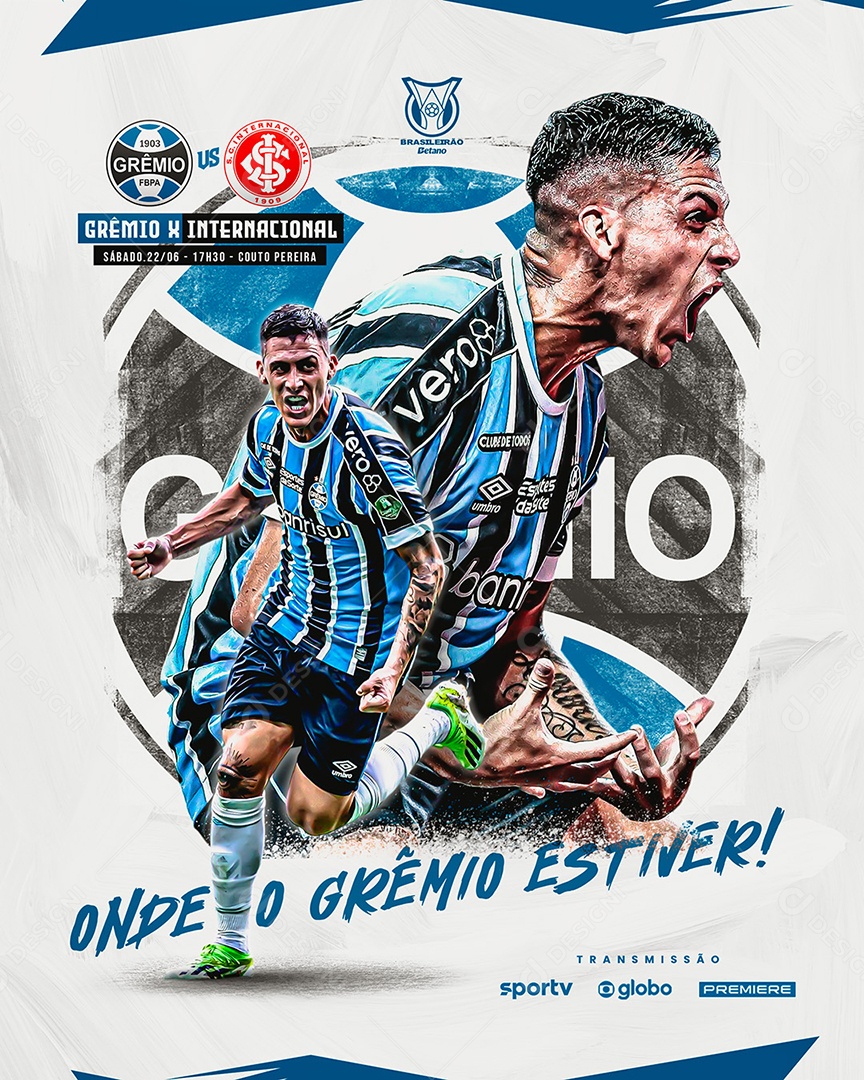 Futebol Grêmio x Internacional Brasileirão Social Media PSD Editável