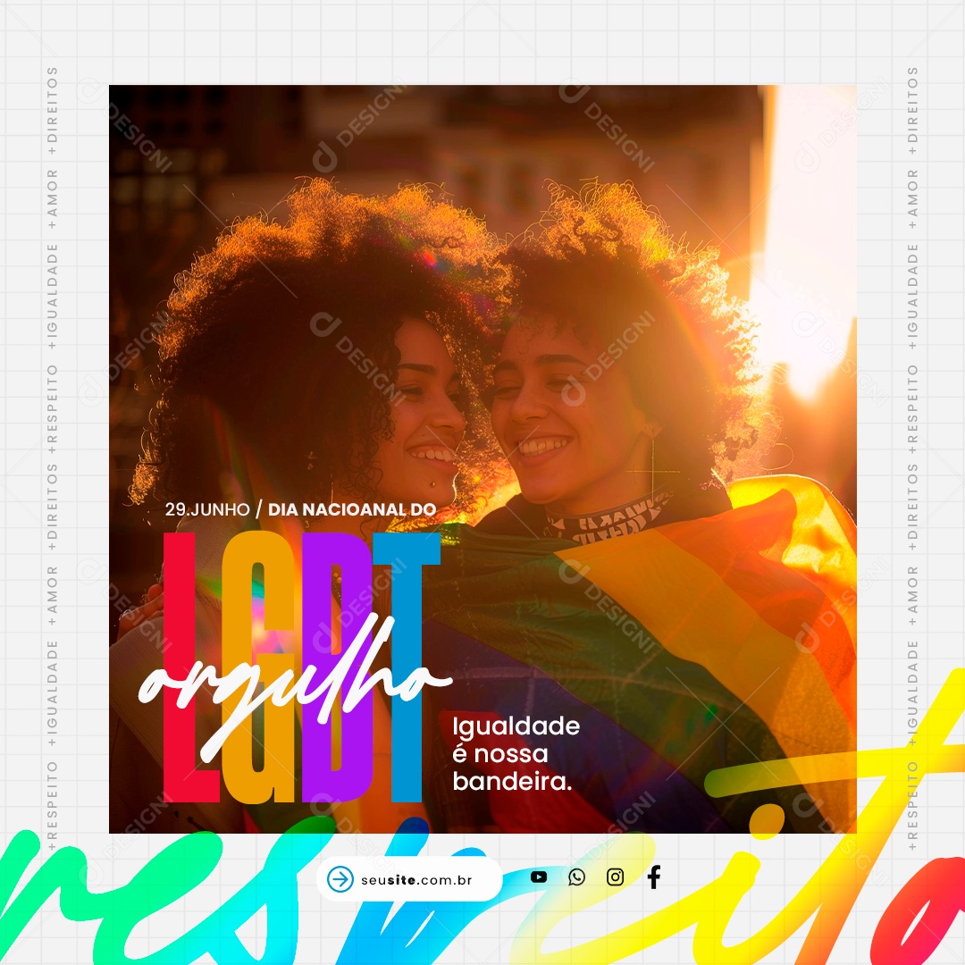 Dia Nacional do Orgulho LGBTQIA+ 28 de Junho Social Media PSD Editável