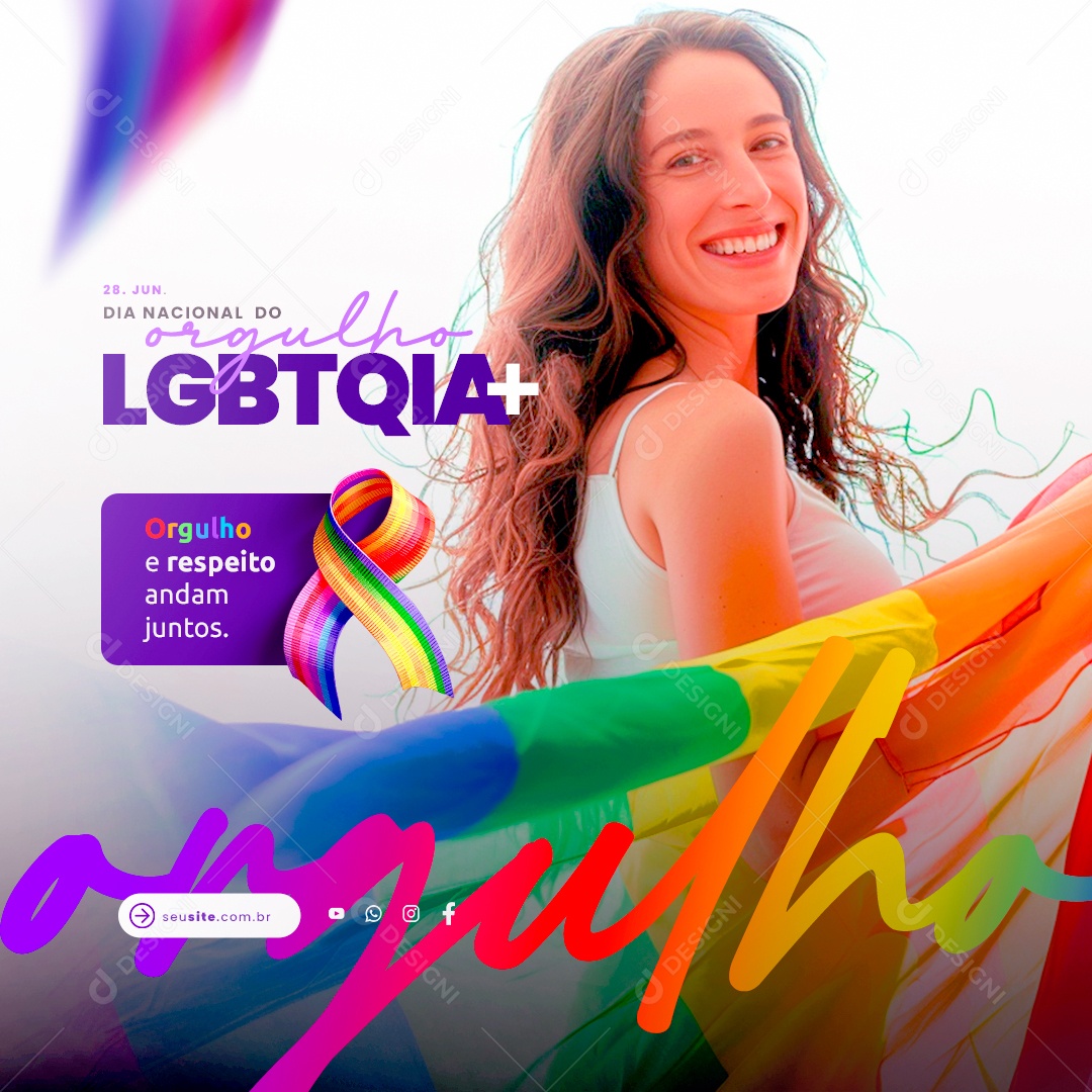 Dia Nacional do Orgulho LGBTQIA+ 28 de Junho Social Media PSD Editável