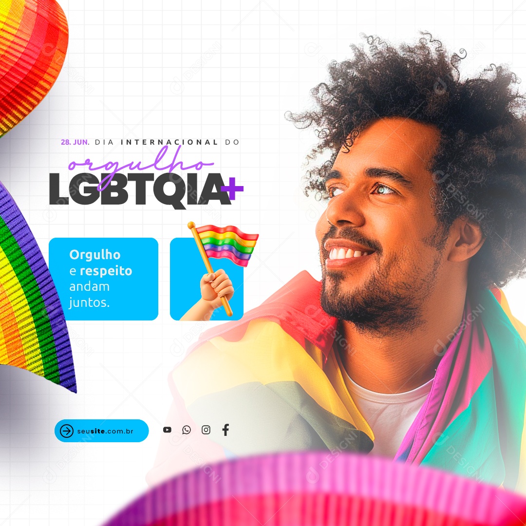 Social Media Dia Internacional do Orgulho LGBTQIA+ 28 de Junho PSD Editável