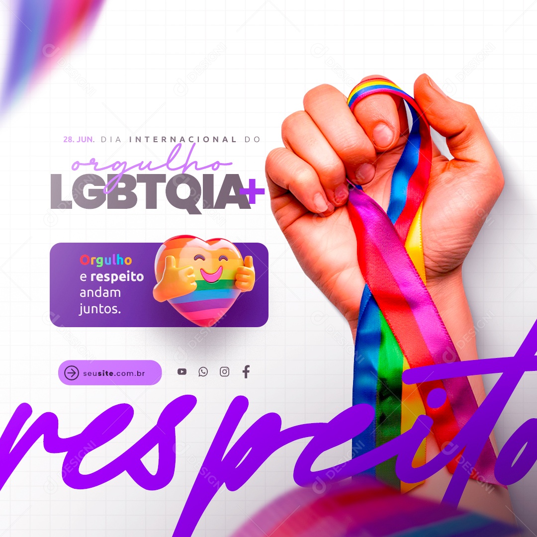 Dia Internacional do Orgulho LGBTQIA+ 28 de Junho Social Media PSD Editável