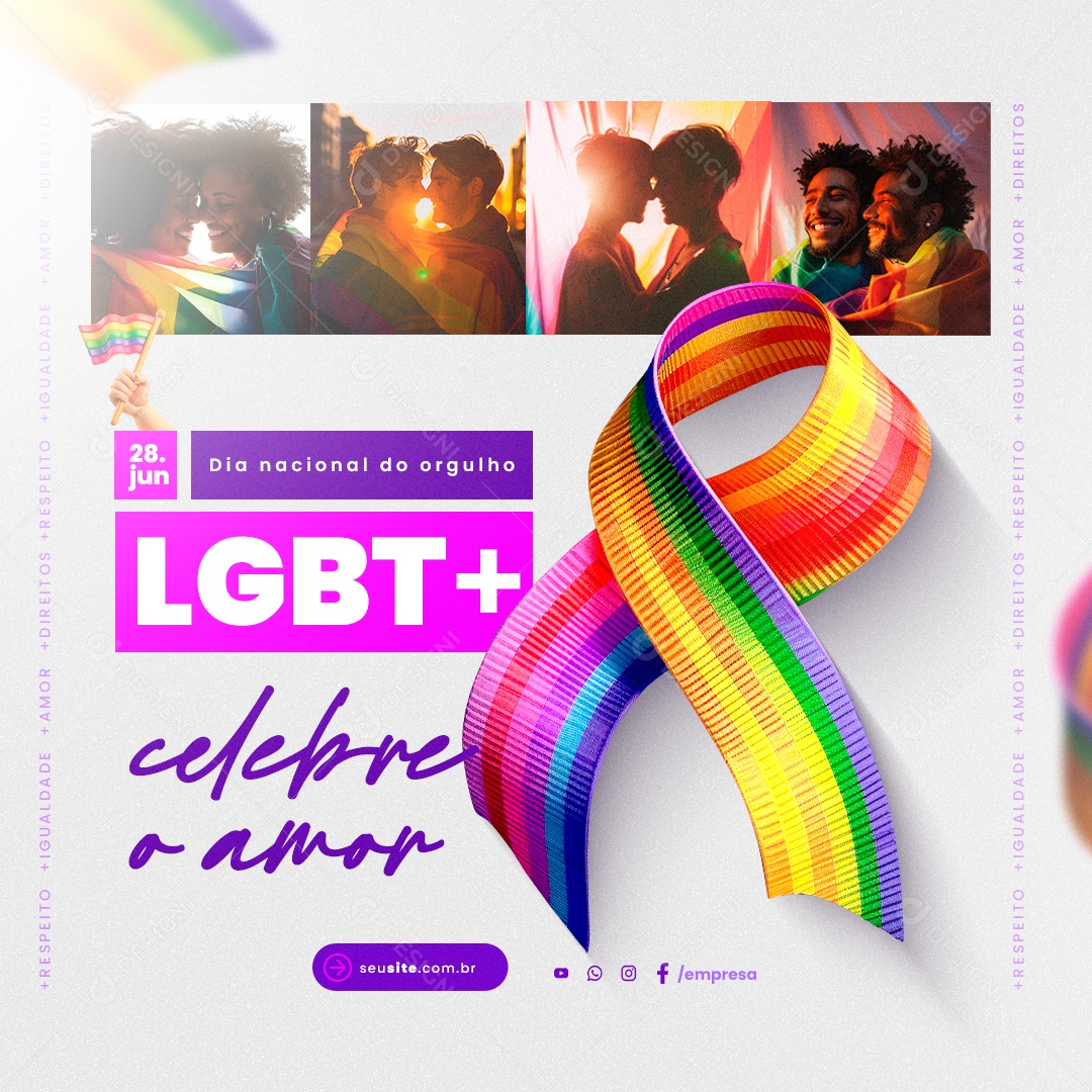 Dia Nacional do Orgulho LGBTQIA+ 28 de Junho Celebre o Amor Social Media PSD Editável