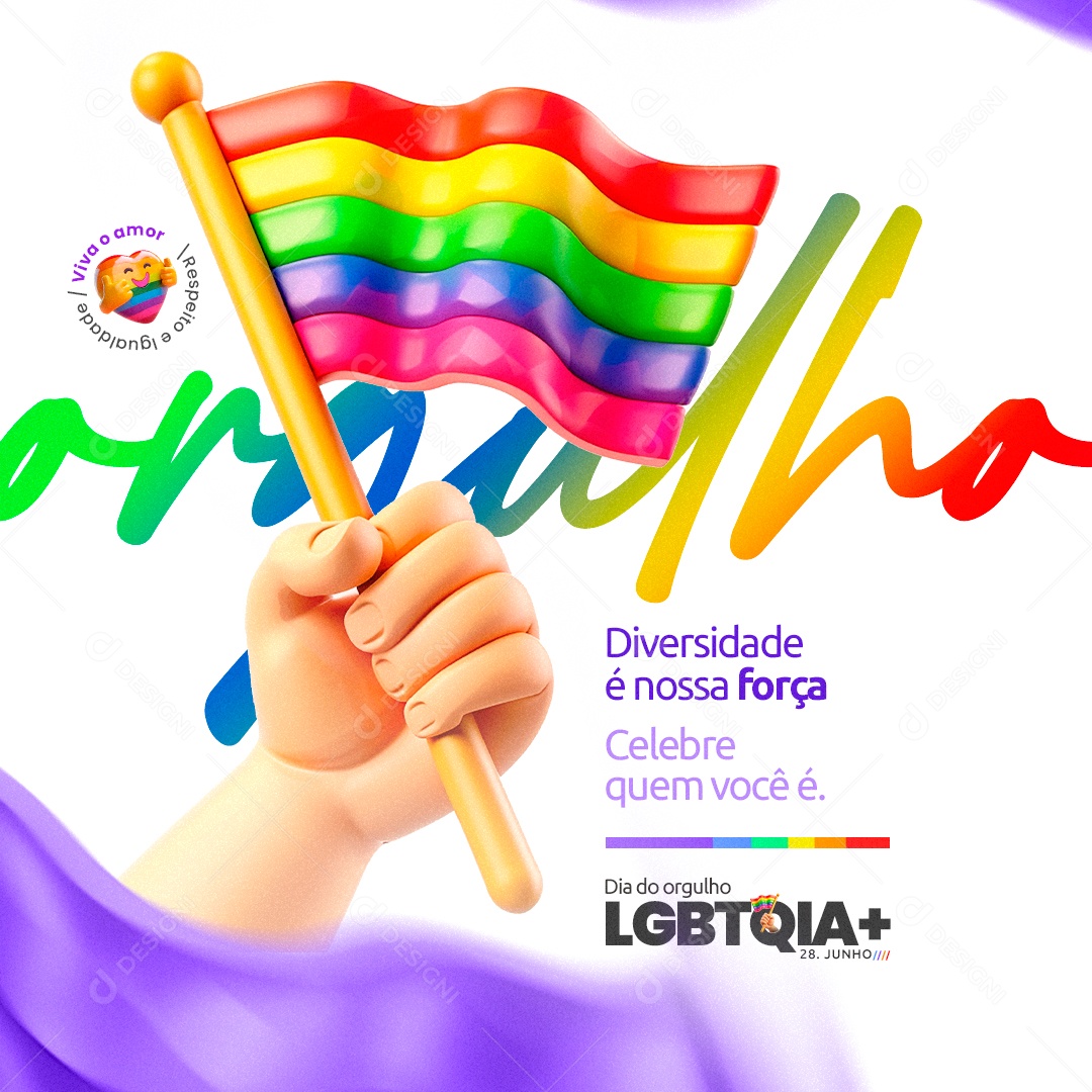 Dia do Orgulho LGBTQIA+ 28 de Junho Diversidade é Nossa Força Social Media PSD Editável