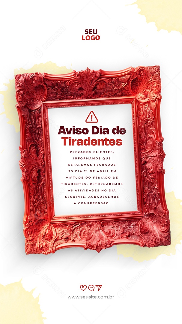 Story Tiradentes 21 de Abril Aviso Social Media PSD Editável