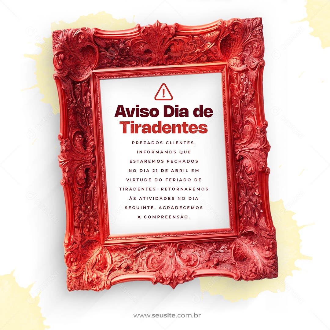 Tiradentes 21 de Abril Aviso Social Media PSD Editável