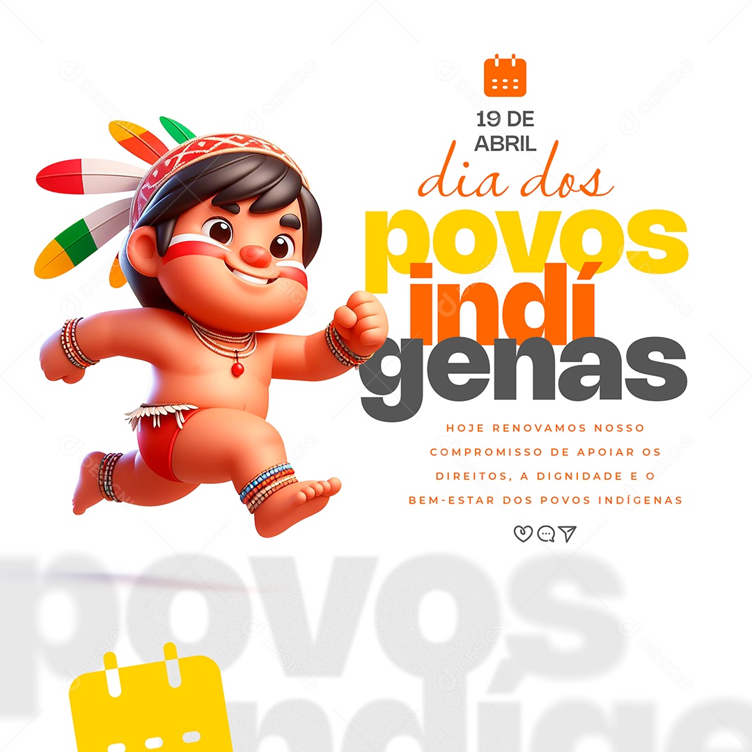 Dia do Índio 19 de Abril Povos Indígenas Social Media PSD Editável