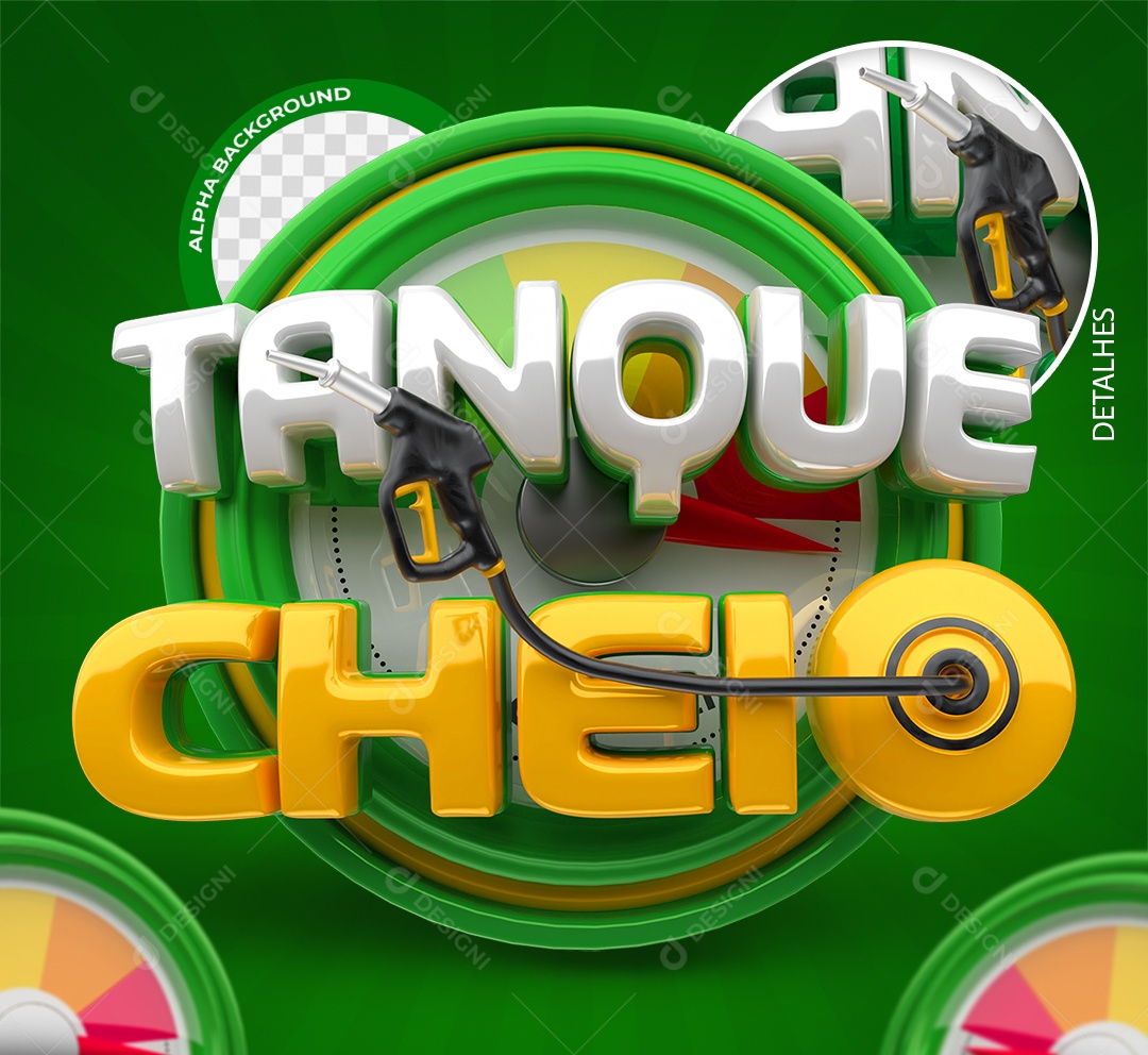 Tanque Cheio Selo 3D Verde e Branco para Composição PSD