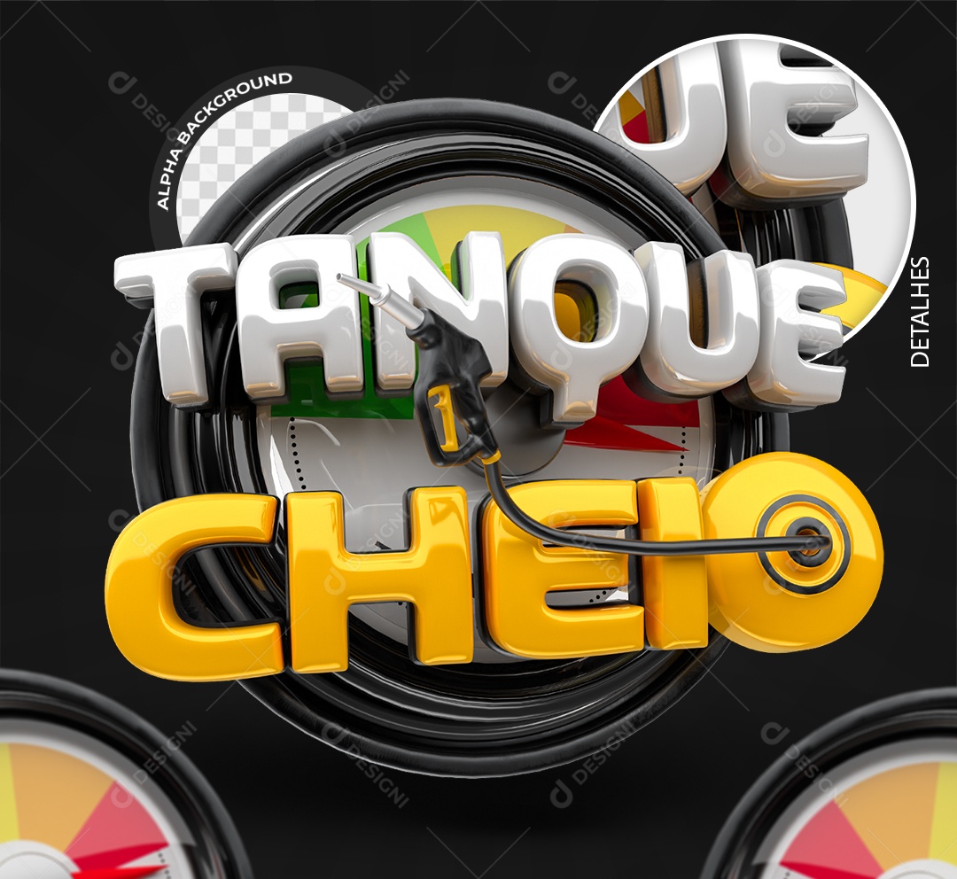 Tanque Cheio Selo 3D Branco e Amarelo para Composição PSD