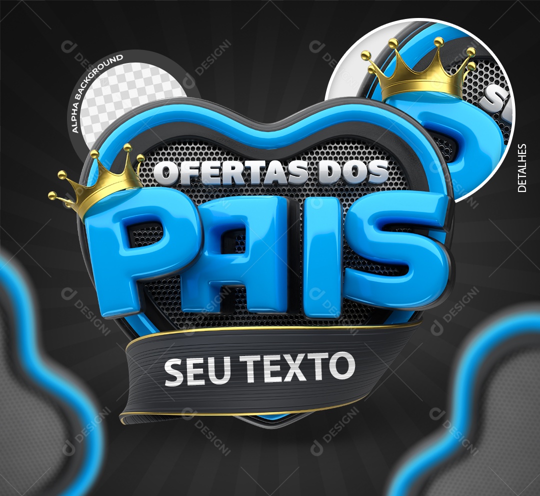 Ofertas dos Pais Selo 3D para Composição PSD