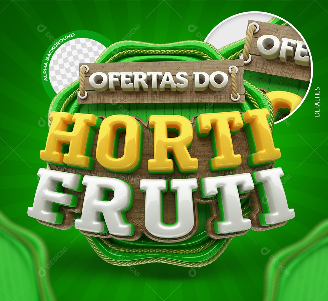 Ofertas do Hortifruti Selo 3D para Composição PSD