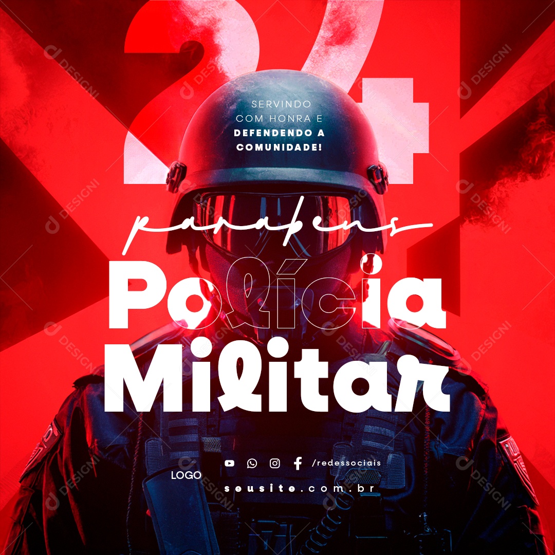 Dia da Polícia Militar de 24 Junho Social Media PSD Editável