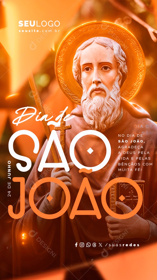 Story Dia de São João 24 de Junho Agradeça a Deus Social Media PSD Editável