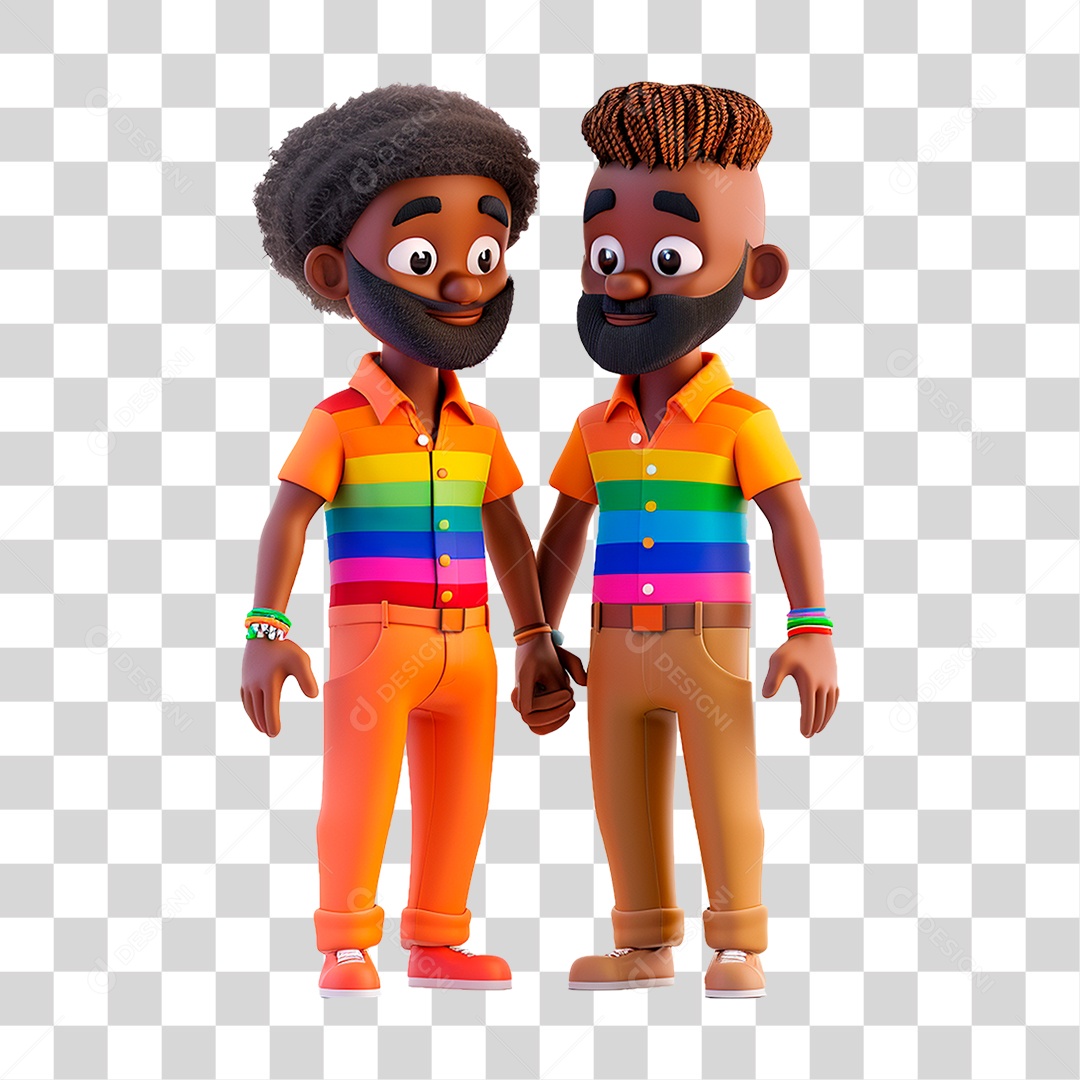 Casal Lgbt com Roupa Colorida PNG Transparente