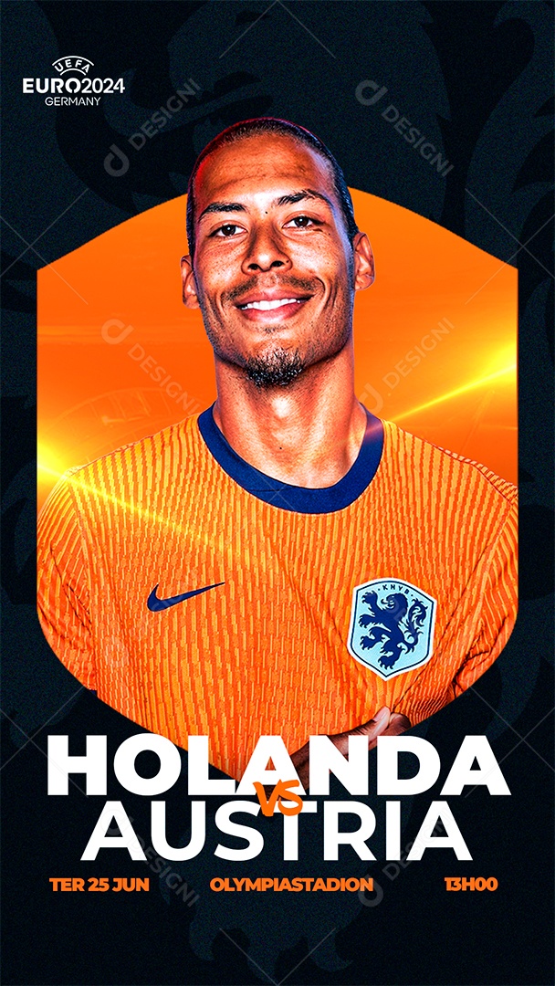 Flyer Matchday Van Dijk Holanda Social Media Psd Editável