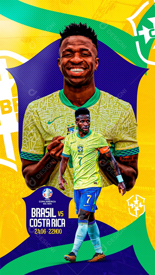 Flyer Matchday Vini Jr Brasil Social Media PSD Editável
