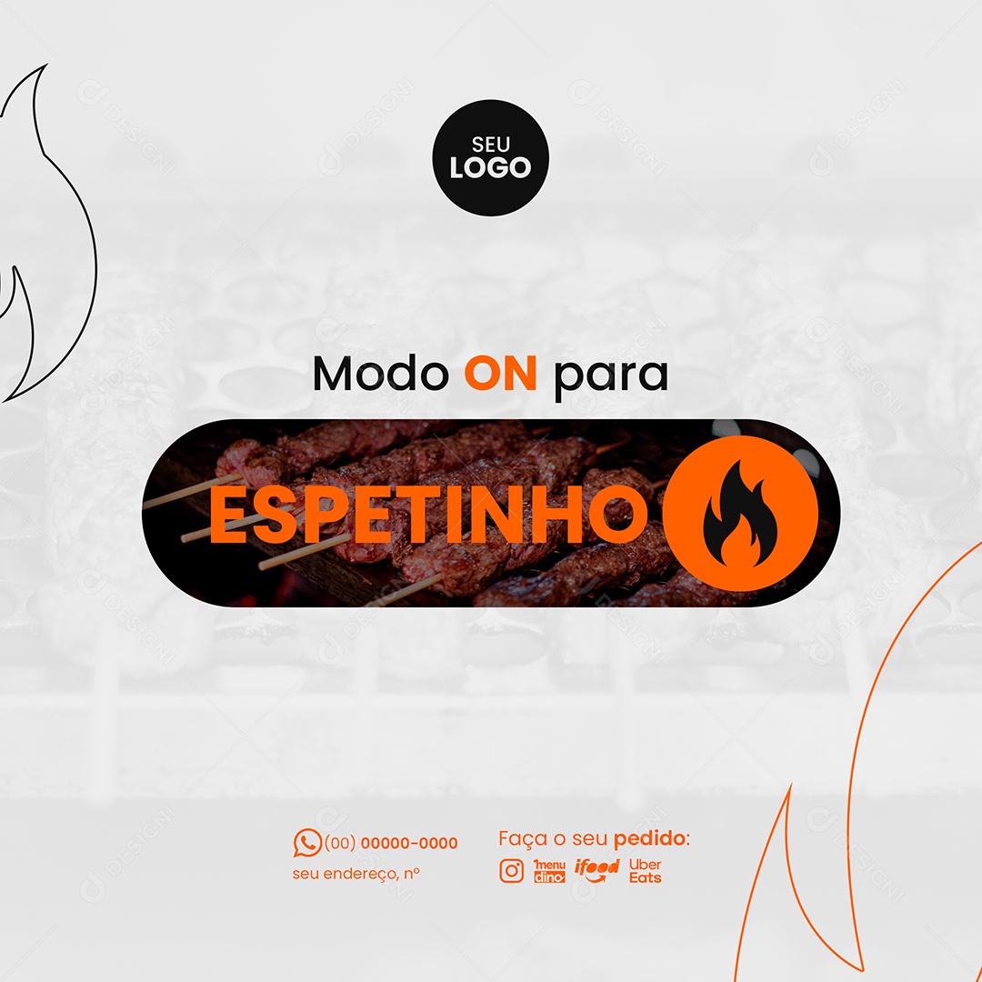 Social Media Modo ON para Espetinho PSD Editável