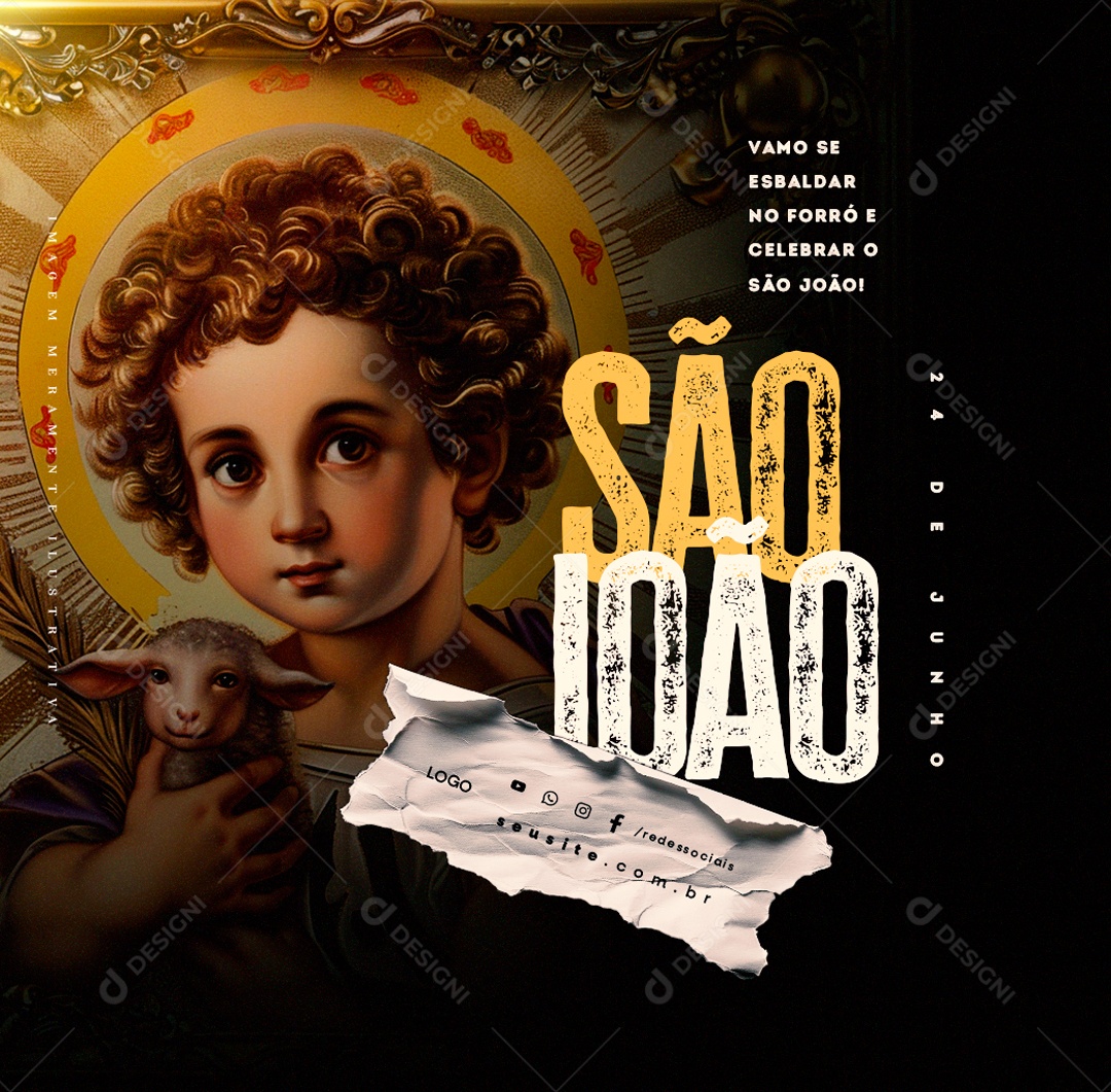 Dia de São João 24 de Junho Celebrar Social Media PSD Editável