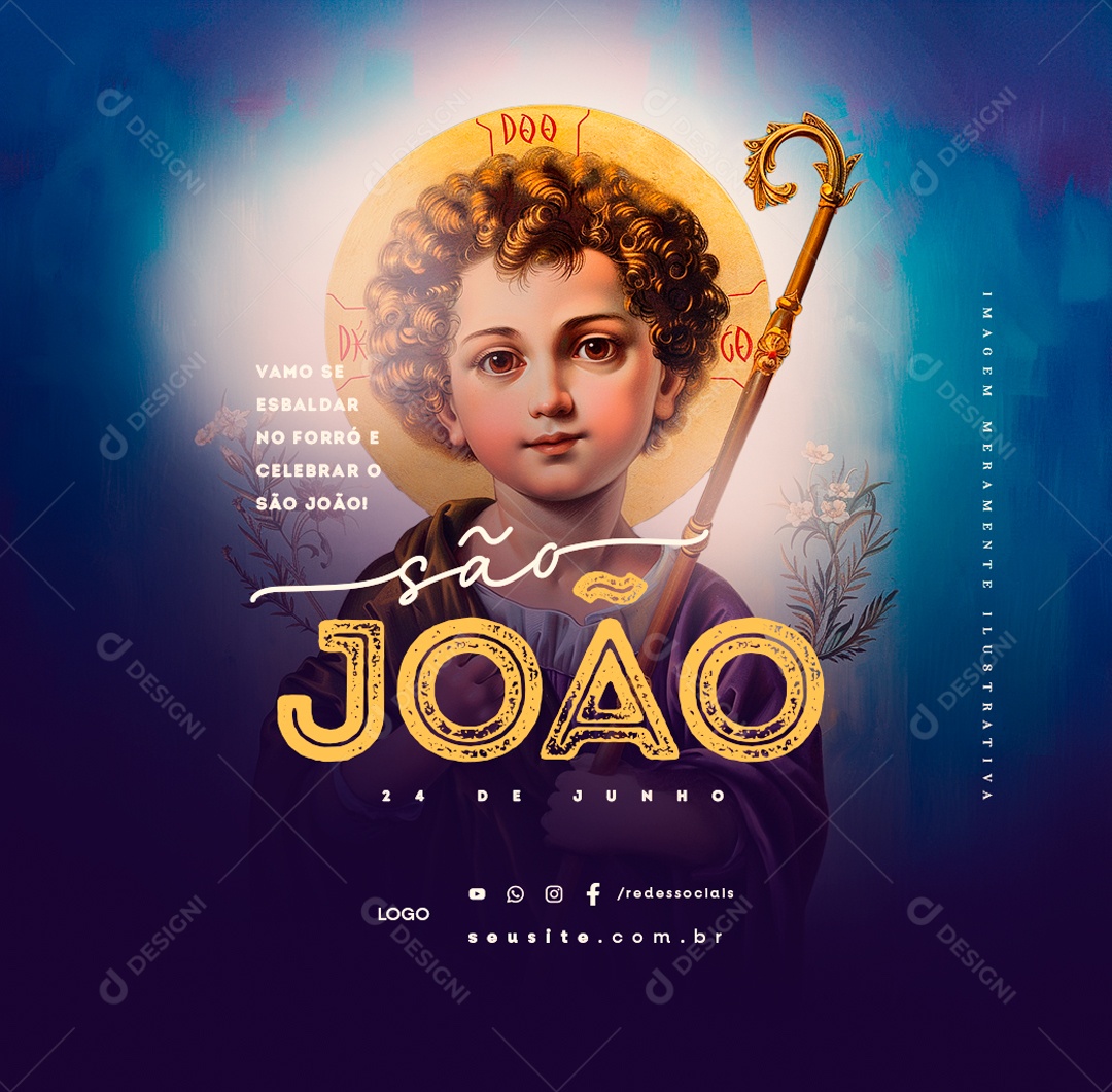 Dia de São João 24 de Junho Vamo se Esbaldar no Forró Social Media PSD Editável