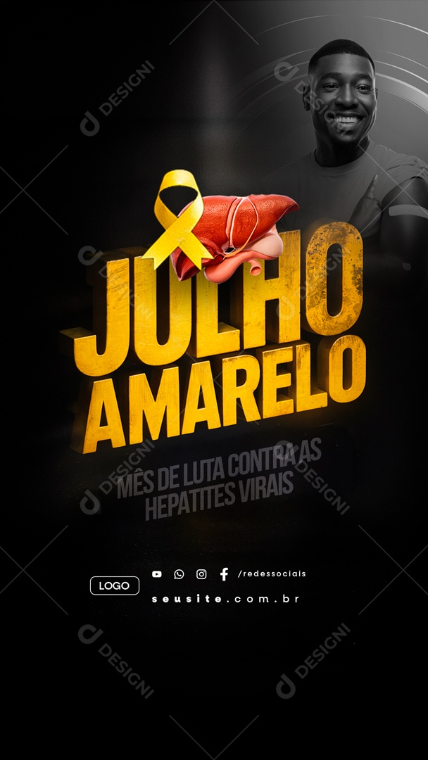 Story Julho Amarelo Mês de Luta Contra as Hepatites Virais Social Media PSD Editável