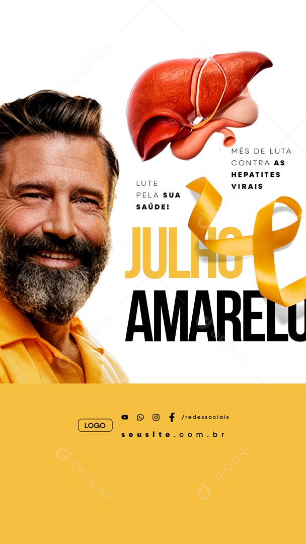 Story Julho Amarelo Lute pela sua Saúde Social Media PSD Editável