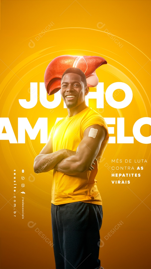 Story Julho Amarelo Mês de Luta Contra as Hepatites Virais Social Media PSD Editável