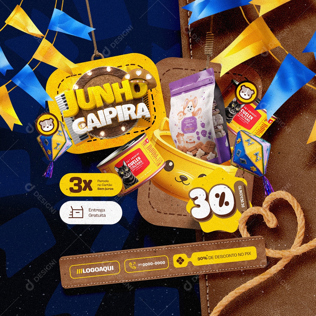 Junho Caipira Desconto Social Media PSD Editável