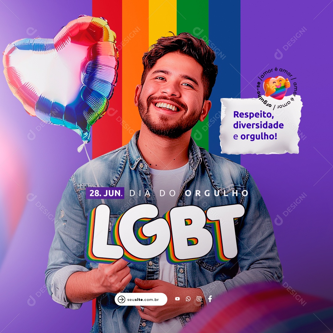 Post Social Media Dia do Orgulho Lgbt PSD Editável