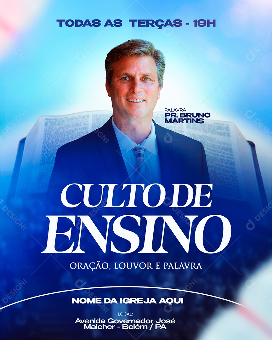 Culto de Ensino Social Media PSD Editável