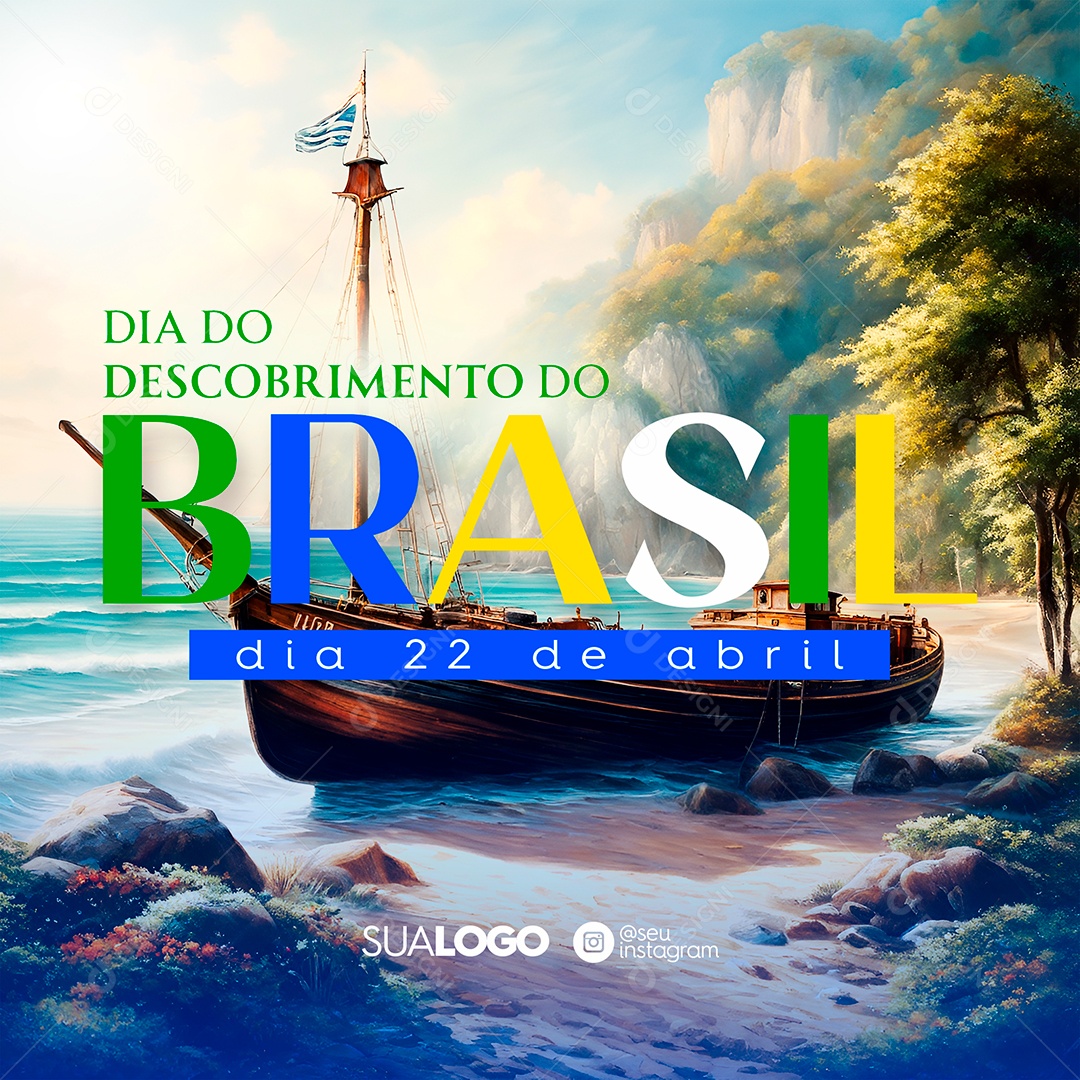 Dia do Descobrimento do Brasil Social Media PSD Editável