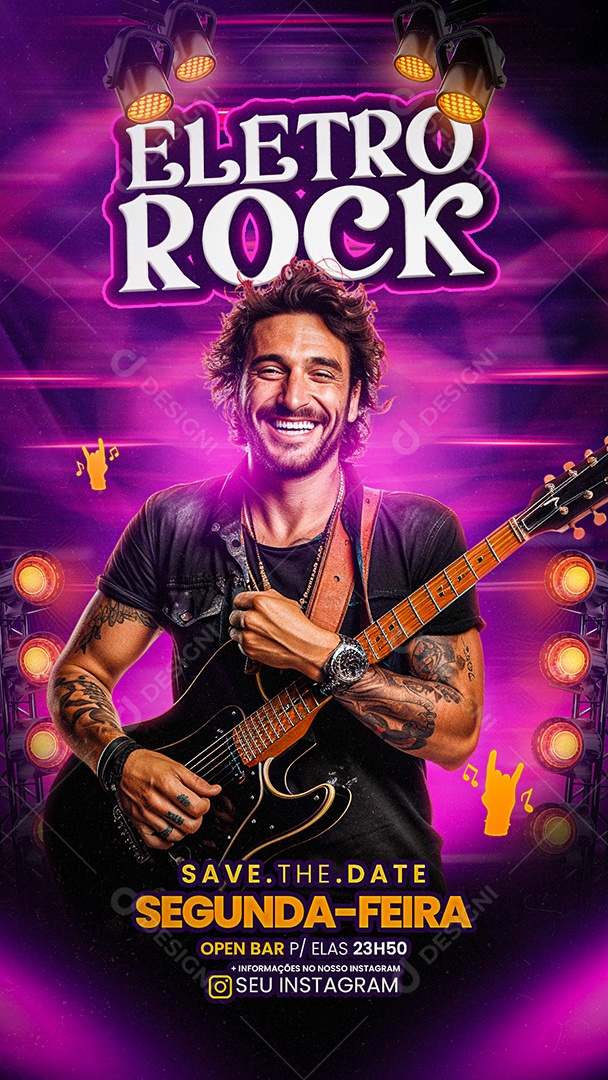Flyer Story Eletro Rock Social Media PSD Editável