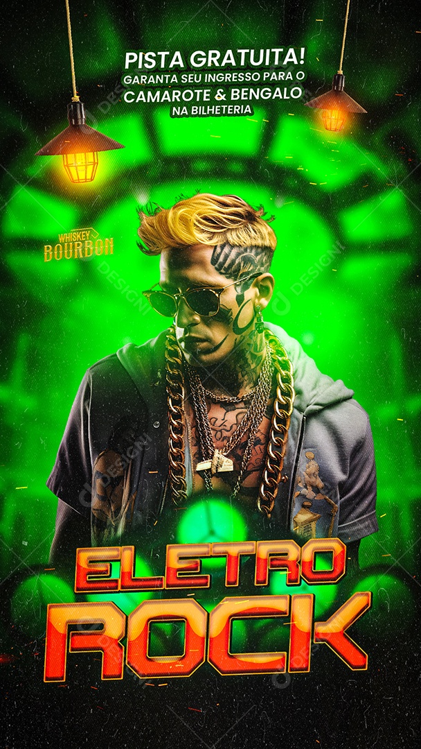 Flyer Story Eletro Rock Pista Gratuita Artista Social Media PSD Editável