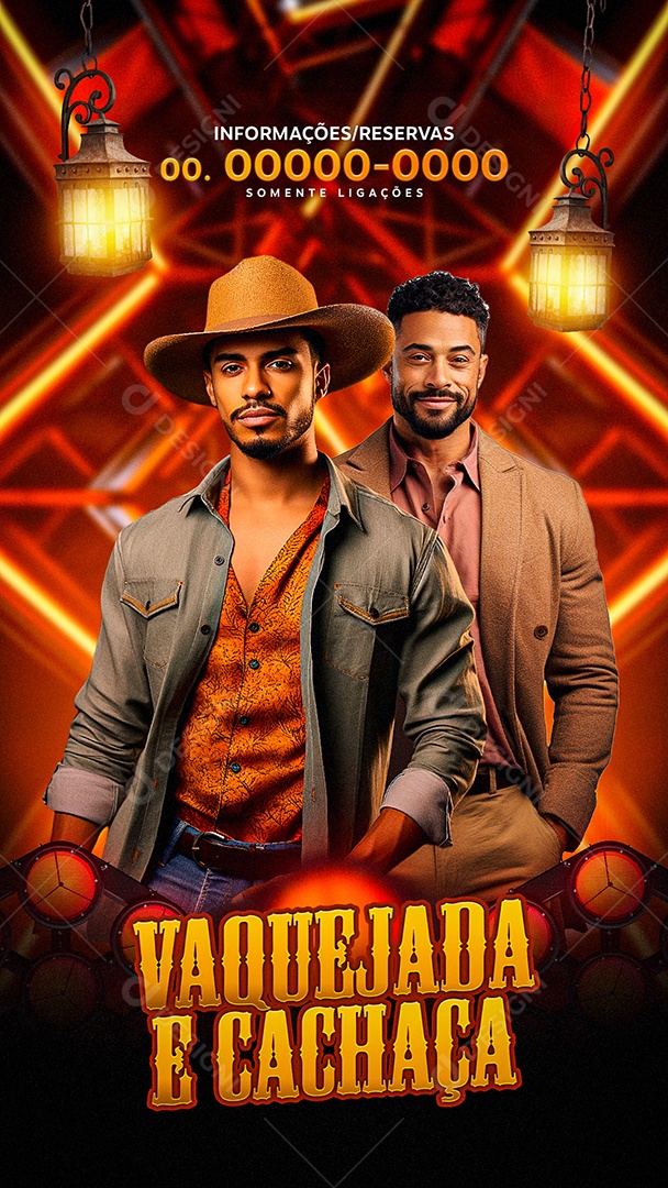 Flyer Story Vaquejada e Cachaça Artistas Social Media PSD Editável