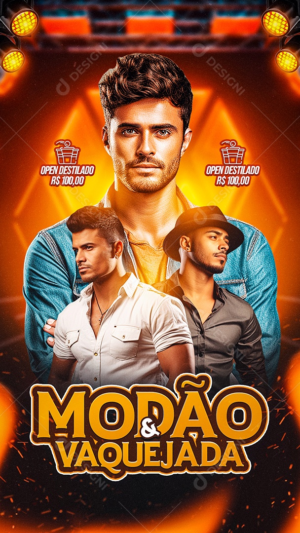 Flyer Story Modão e Vaquejada Artistas Social Media PSD Editável