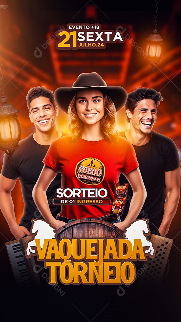 Flyer Story Vaquejada Torneio Artistas Social Media PSD Editável