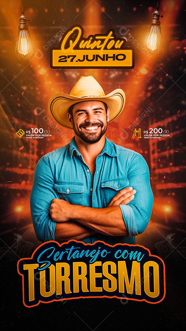 Flyer Story Sertanejo com Torresmo Artista Social Media PSD Editável