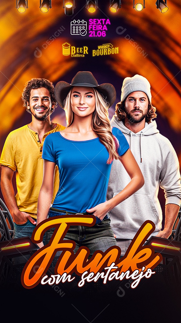Flyer Story Funk com Sertanejo Artistas Social Media PSD Editável